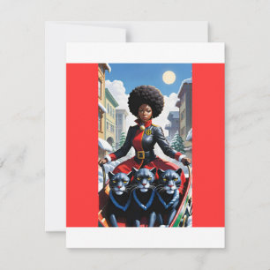 Festividades Black Mrs Claus com cartão de Natal dos Panteras p