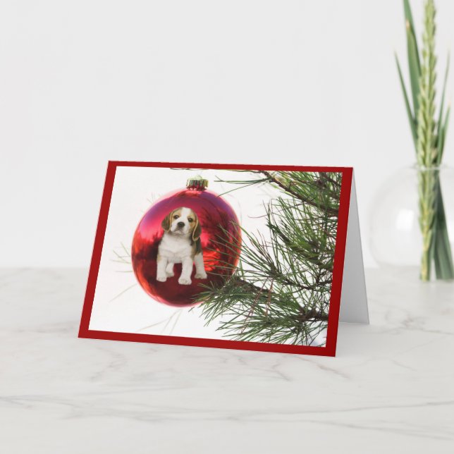 Festividades Bola de Cartão de Natal Beagle (Frente)