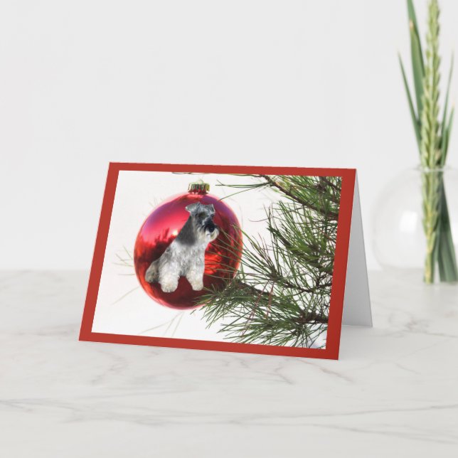 Festividades Bola de Cartão de Natal Miniatura Schnauzer (Frente)