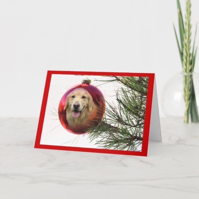Festividades Bola de Cartão de Natal para Retriever de ouro (Frente)