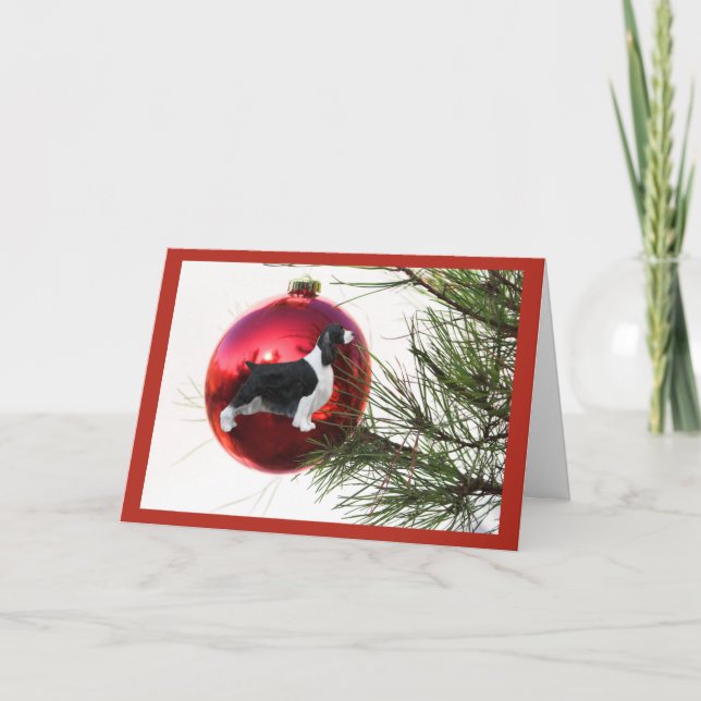 Festividades Bola do cartão de Natal do Spaniel de Springer (Frente)