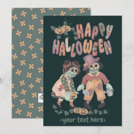 Festividades Bonecas Trapos Zumbis do Halloween (2) - Cartão de