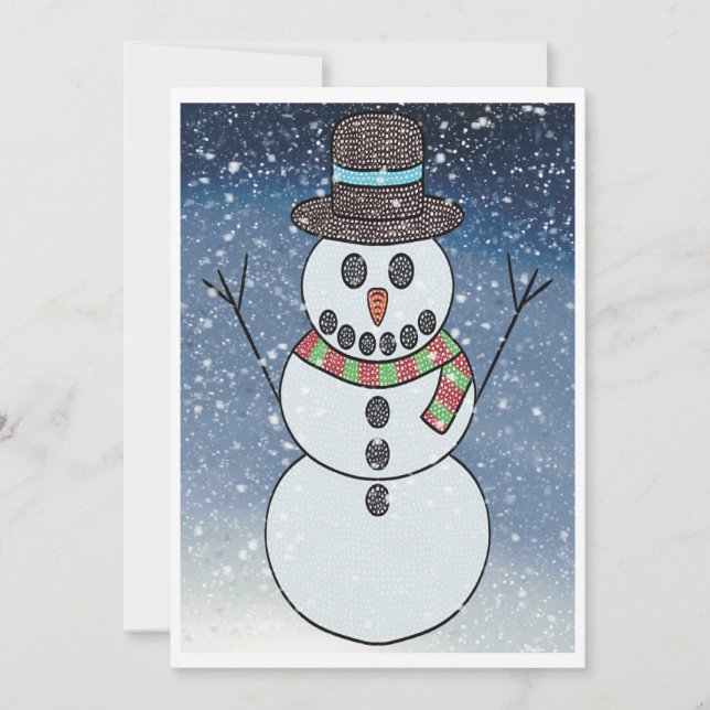 Festividades Boneco de Neve c/ Fundo - Cartão de Boas Festas (Frente)