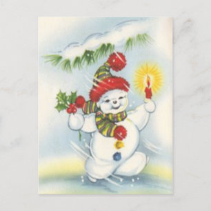 Festividades Boneco de neve de Natal vintage cartão postal de f