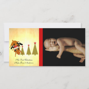 Festividades Bonita Reindeer Meu Cartão com fotos de Natal De 1