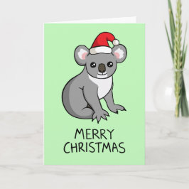 Festividades Bonito Koala Santa Hat Desenhando Feliz Cartão de