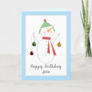 Festividades Bonito Snowman Ho Ho Feliz Cartão de Aniversário d