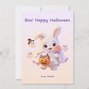 Festividades Boo Feliz Halloween Cartão de Coelho Fantasma Fofo