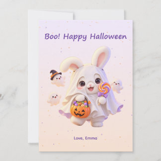 Festividades Boo Feliz Halloween Cartão de Coelho Fantasma Fofo