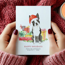 Boston Terrier Natal apresenta cartão de férias