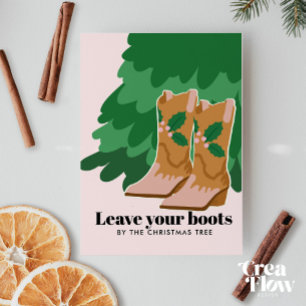 Festividades Botas de vaquinha na árvore de Natal Cartão de Nat