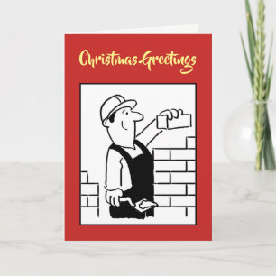 Festividades Bricklayer e House Builder Cartão de Natal