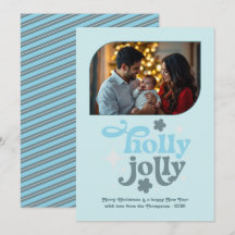 Brilho Polar Moderno Cartão de Natal Foto Azul