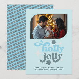 Festividades Brilho Polar Moderno Cartão de Natal Foto Azul