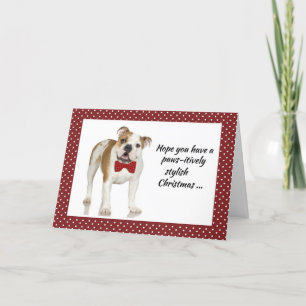 Festividades Buldogue com Cartão de Natal de Arco Gravado em Ve