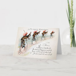 Festividades Bunnies Vitorianos no Cartão de Natal Bikes