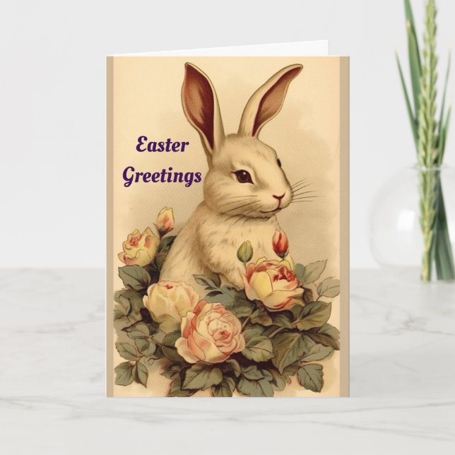 Festividades Bunny com cartão de férias de Páscoa de Rosa (Frente)