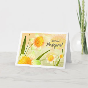 Festividades Buona Pasqua. Cartão de Páscoa Daffodils em italia