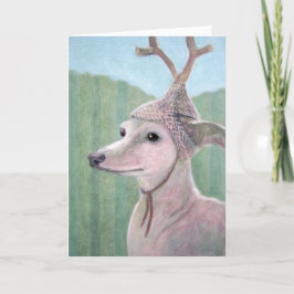 Festividades Cachorro com Cartão de Natal Antler
