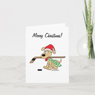 Festividades Cachorro de Hóquei Feliz Cartão de Natal