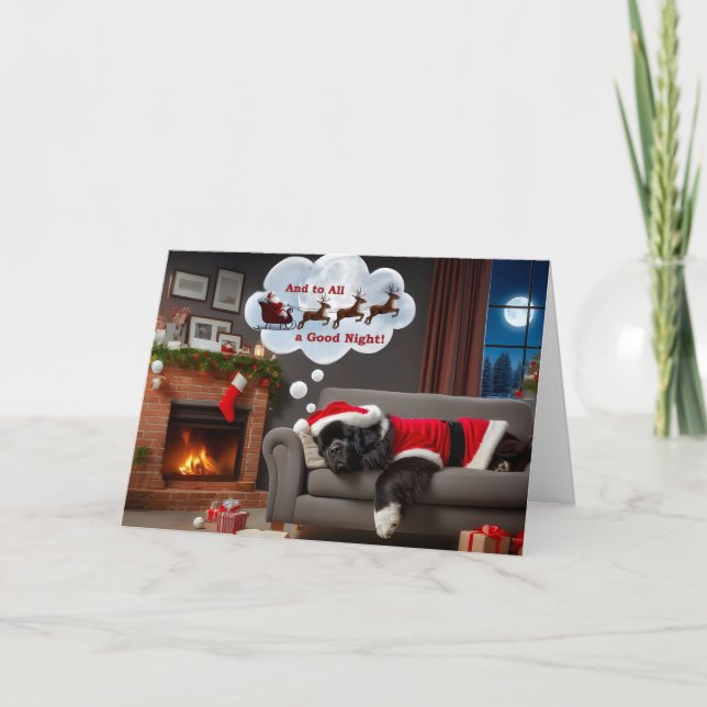 Festividades Cachorro de Terra Nova no Cartão de Sonho de Papai (Frente)