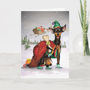 Festividades Cachorro Elf - Cartão de Natal Móvel Miniatura Pin