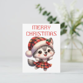 Festividades Cachorro Husky Dançando - Cartão de Natal
