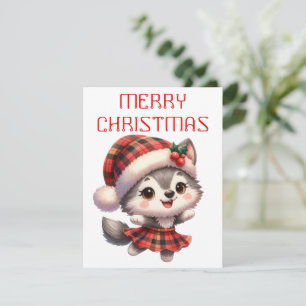 Festividades Cachorro Husky Dançando - Cartão de Natal