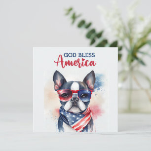 Festividades Cachorro Patriótico - Boston Terrier Cartão de 4 d