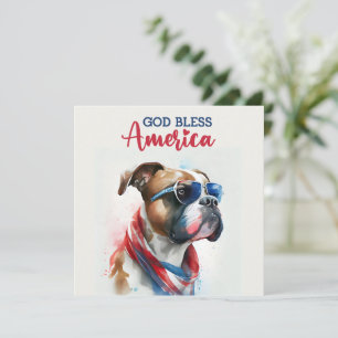 Festividades Cachorro Patriótico - Boxer Cartão de 4 de Julho
