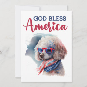Festividades Cachorro Patriótico - Cartão de Poodle para 4 de J
