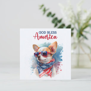 Festividades Cachorro Patriótico - Chihuahua Cartão de 4 de Jul
