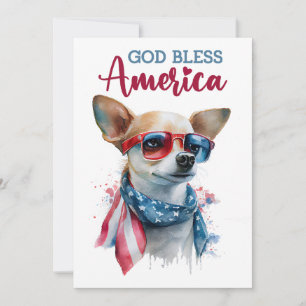 Festividades Cachorro Patriótico - Chihuahua Cartão de 4 de Jul