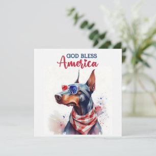 Festividades Cachorro Patriótico - Doberman Cartão de 4 de Julh