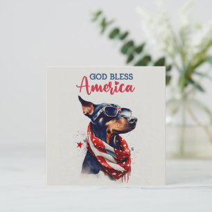 Festividades Cachorro Patriótico - Doberman Cartão de 4 de Julh