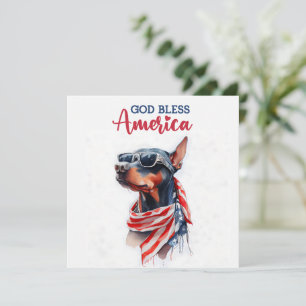 Festividades Cachorro Patriótico - Doberman Cartão de 4 de Julh