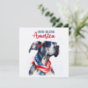 Festividades Cachorro Patriótico - Dogue Alemão Cartão de 4 de