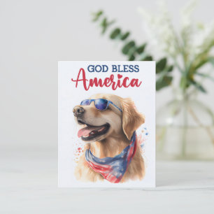 Festividades Cachorro Patriótico - Golden Retriever Cartão de 4