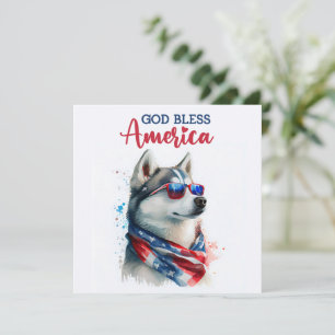 Festividades Cachorro Patriótico-Husky Cartão de 4 de Julho