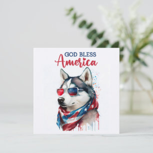 Festividades Cachorro Patriótico-Husky Cartão de 4 de Julho
