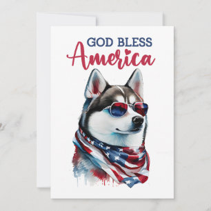 Festividades Cachorro Patriótico-Husky Cartão de 4 de Julho