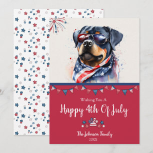 Festividades Cachorro Patriótico - Rottweiler Cartão de 4 de Ju