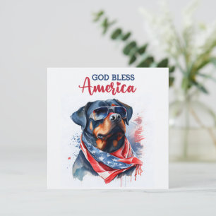 Festividades Cachorro Patriótico - Rottweiler Cartão de 4 de Ju
