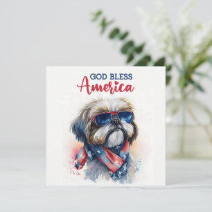 Festividades Cachorro Patriótico - Shih Tzu Cartão de 4 de Julh