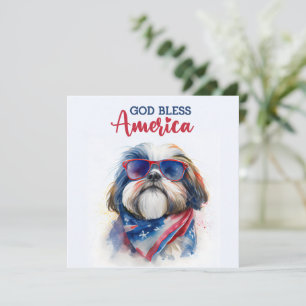 Festividades Cachorro Patriótico - Shih Tzu Cartão de 4 de Julh