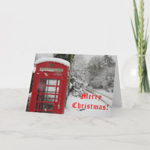 Festividades Caixa de telefone no cartão de Natal da neve