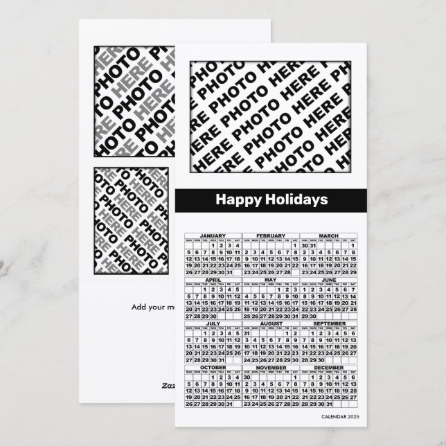 Festividades Calendário 2025 Adicionar 4 Cartão de Fotografias  (Frente/Verso)