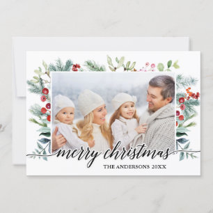 Festividades Caligrafia Watercolor Cartão de Natal Verde