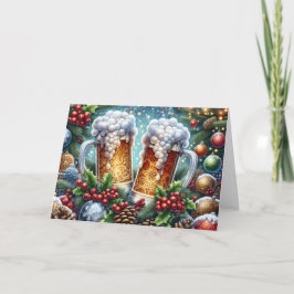 Festividades Caneca de Cerveja Making Spirits Bright Cartão de 