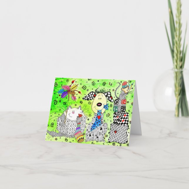 Festividades Cão Cachorro, Gato e Rato - Cartão de Saudação de  (Frente)